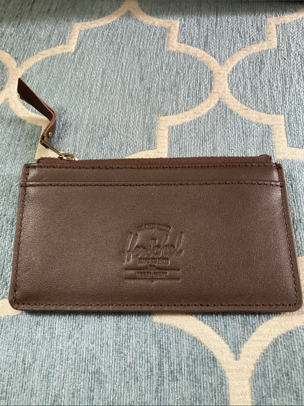 Herschel Dark Brown Leather Card Sleeve with Embossed Logo